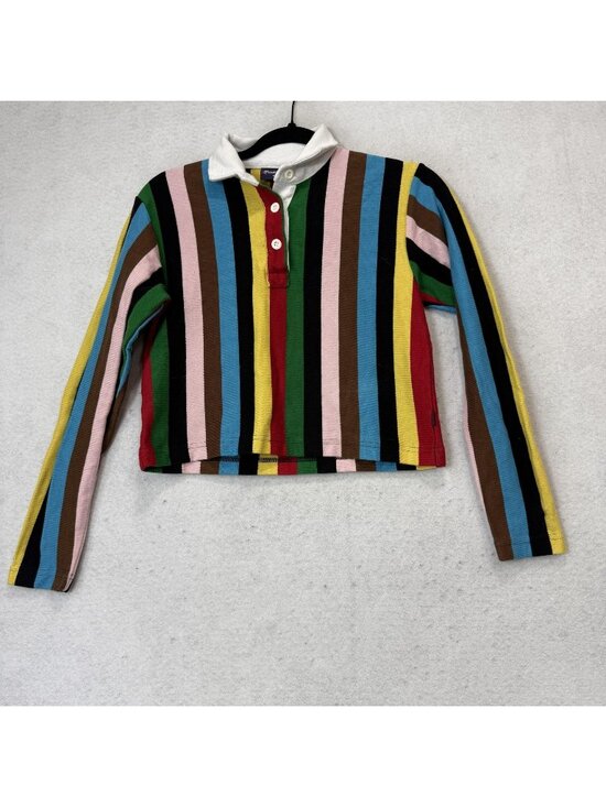 Rowing Blazers Tops - Rowing Blazers Polo Shirt Womens Small Multicolor Stripe Cropped Rugby Collared